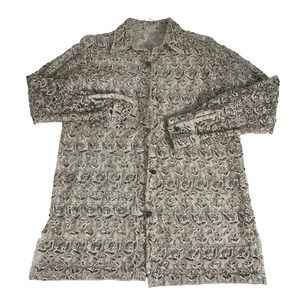 Vintage Cache‎ Jacket Womens Medium Beige Long Sheer Beaded Lace Floral 90s